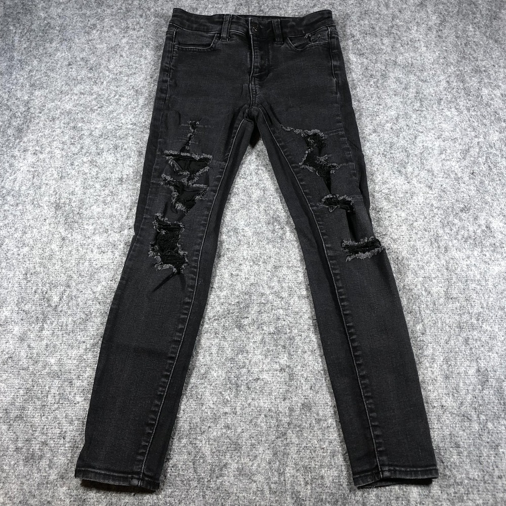 American Eagle Jeans Womens 0 Short High Rise Jegging Next Level Stretch Ripped